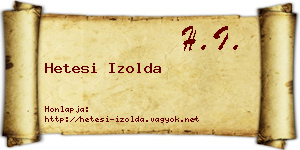 Hetesi Izolda névjegykártya